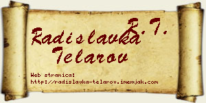 Radislavka Telarov vizit kartica